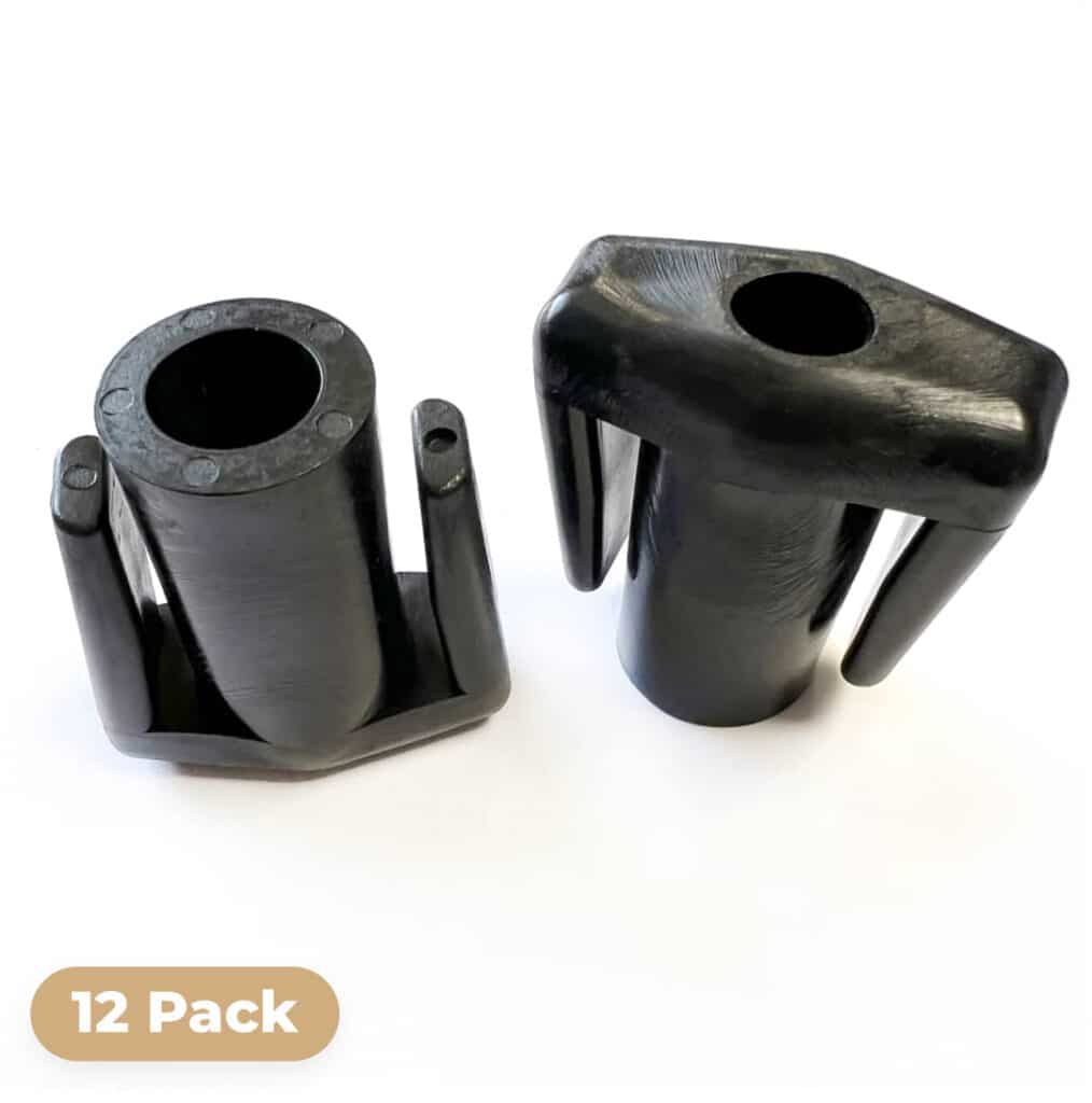 Two black base caps, 12 pack