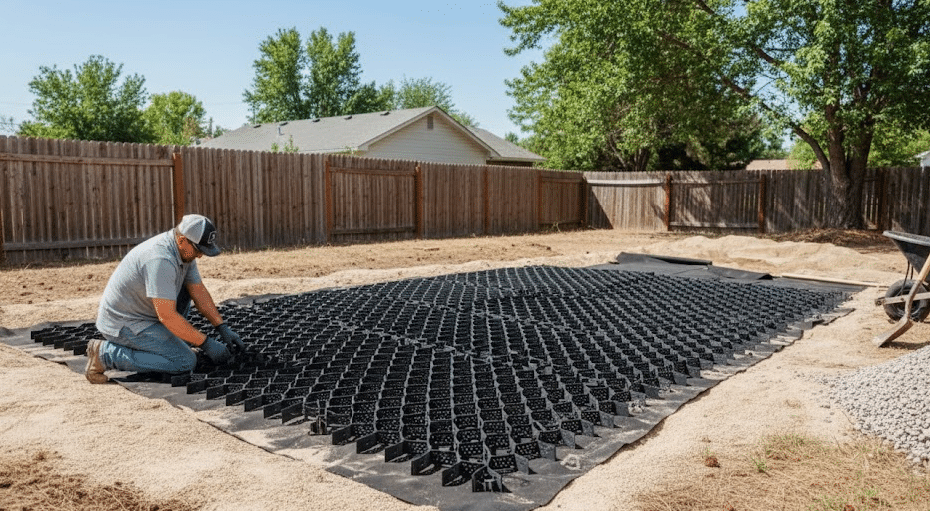 Installing BaseCore geocell panels for pickleball court surface stabilization